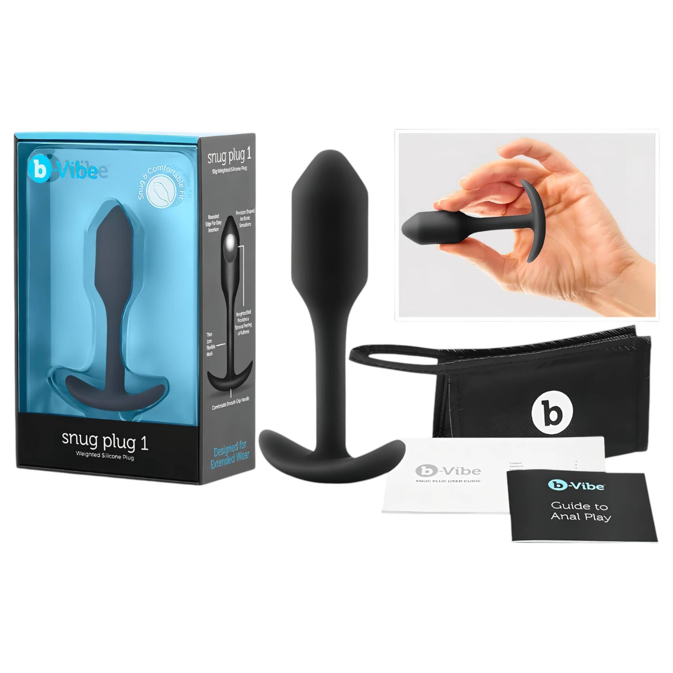 b-vibe Snug Plug 1 - anál plug belső súllyal (55g) - fekete #2