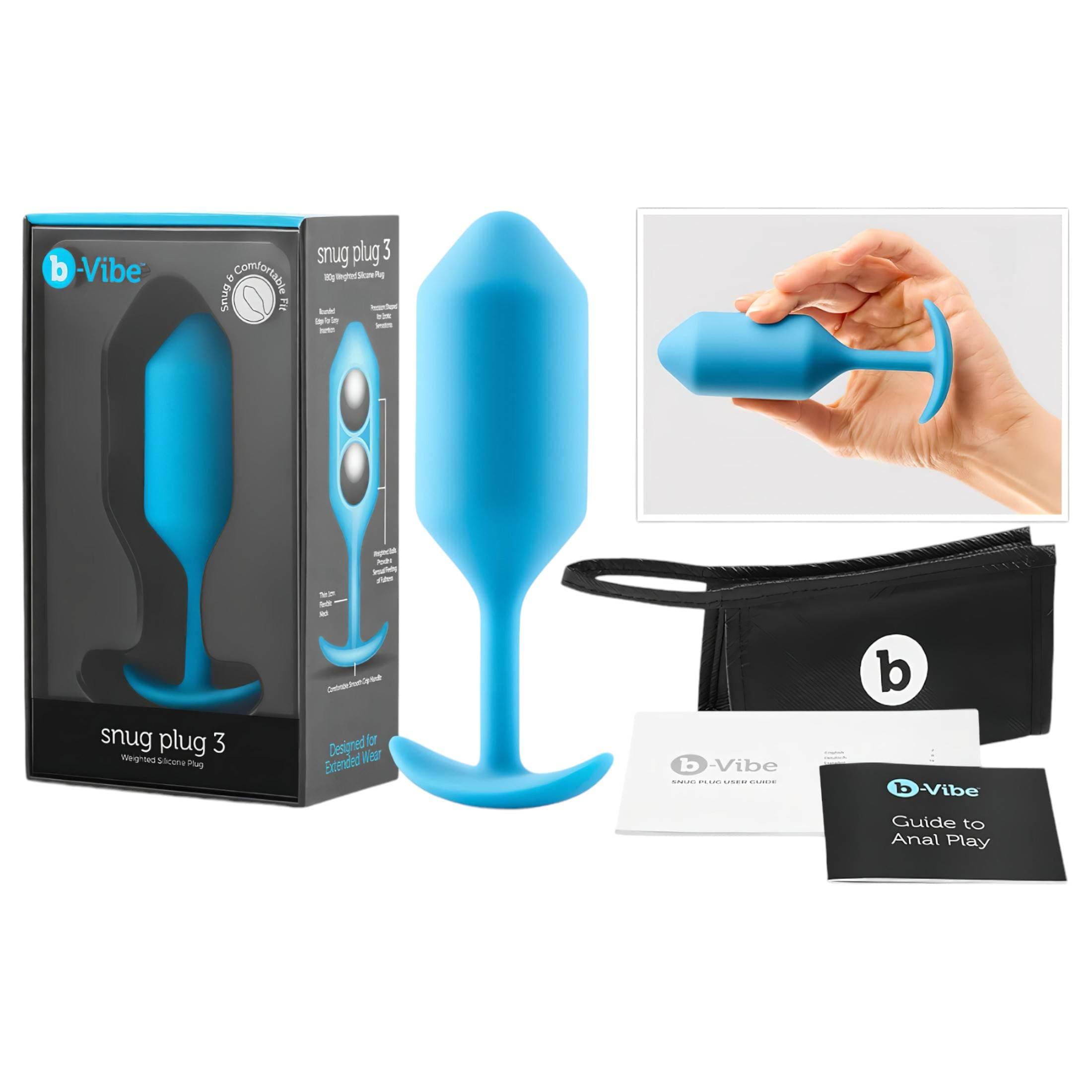 b-vibe Snug Plug 3 - dupla golyós anál plug (180g) - kék #1