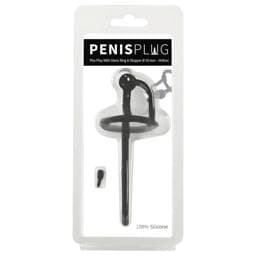Penisplug - szilikon dilátor makkgyűrűvel (0,6mm) - fekete #1