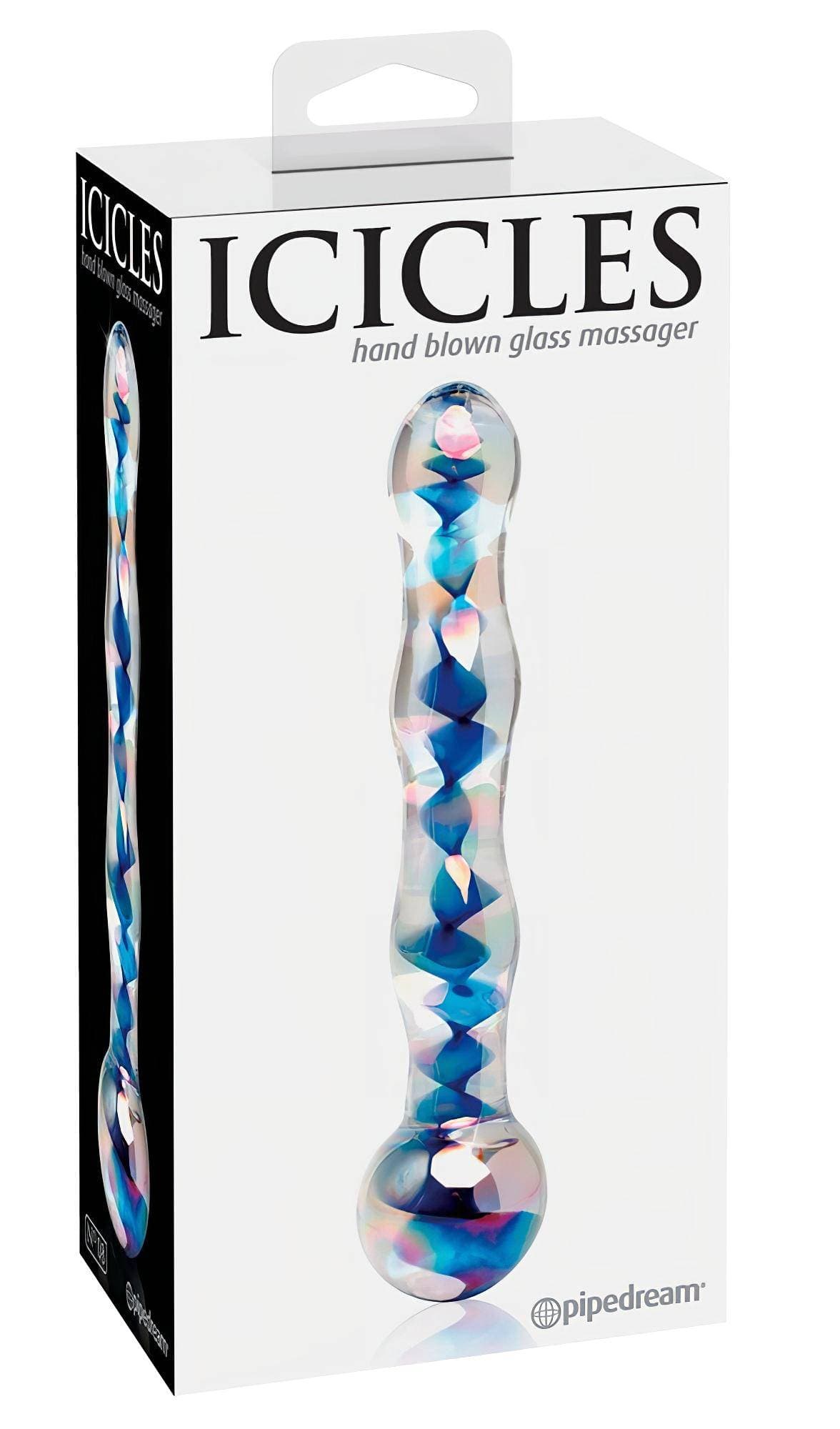 Icicles No. 08 - hullámos, kétvégű, üveg dildó #3
