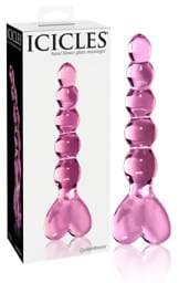 Icicles No. 43 - gyöngyös, szíves üveg dildó #1