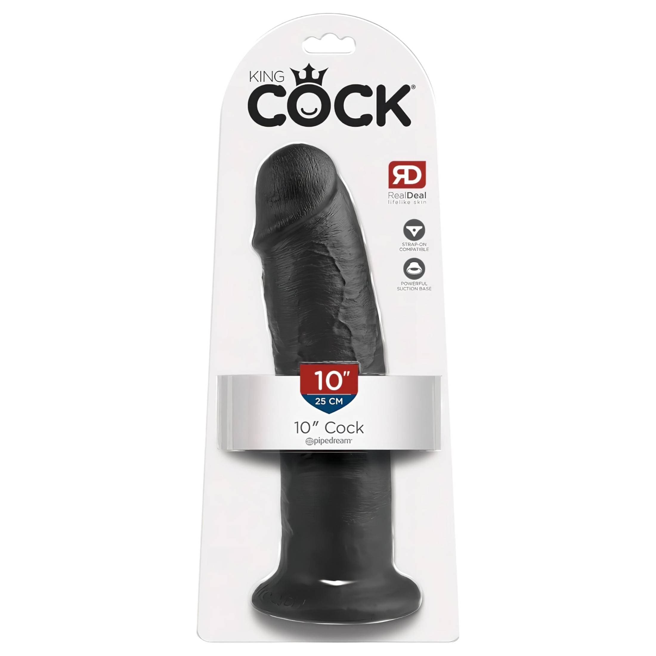 King Cock 10 - tapadókorongos dildó (25cm) - fekete #1