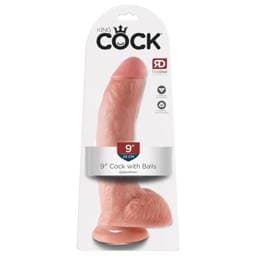 King Cock 9 - nagy tapadókorongos, herés dildó (23cm) - natúr #1