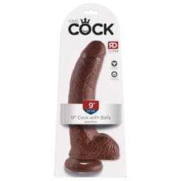 King Cock 9 - nagy tapadókorongos, herés dildó (23cm) - barna #1