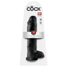 King Cock 11 - nagy tapadókorongos, herés dildó (28cm) - fekete #1