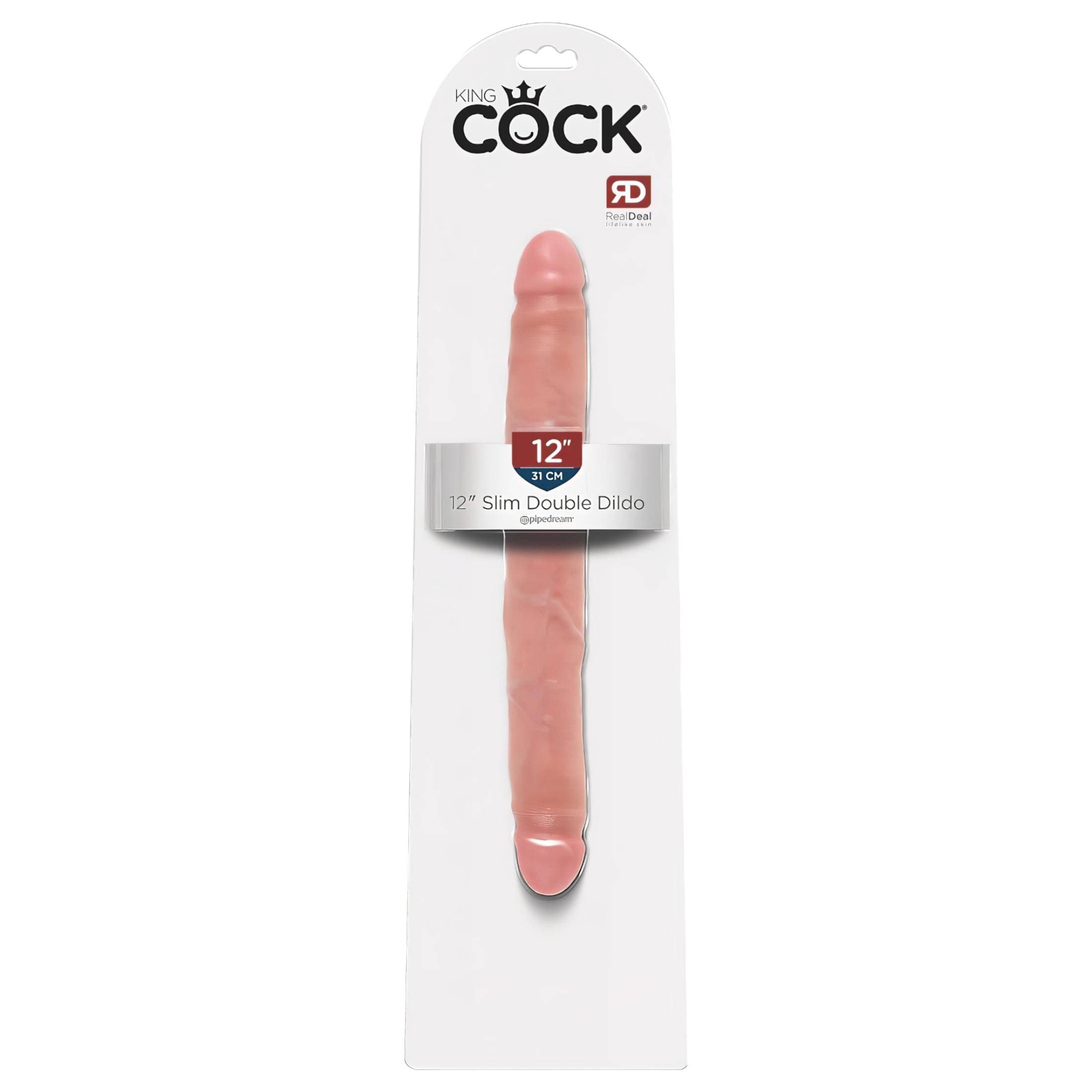 King Cock 12 Slim - élethű dupla dildó (31cm) - natúr #1