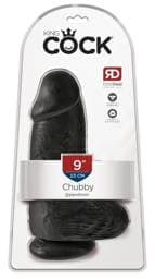 King Cock 9 Chubby - tapadókorongos, herés dildó (23cm) - fekete #1