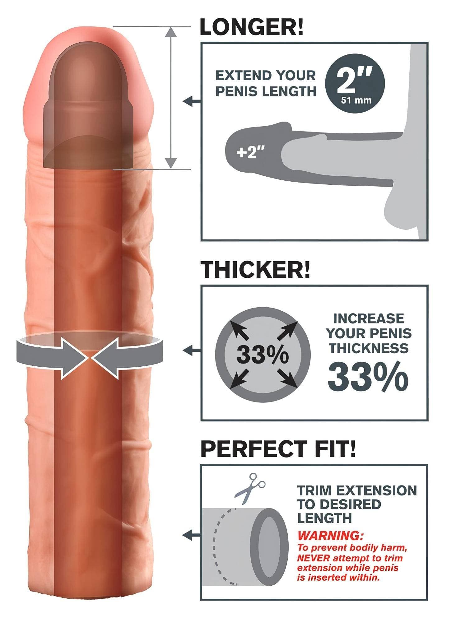 X-TENSION Perfect 2 - élethű péniszköpeny (20,3cm) - natúr #4
