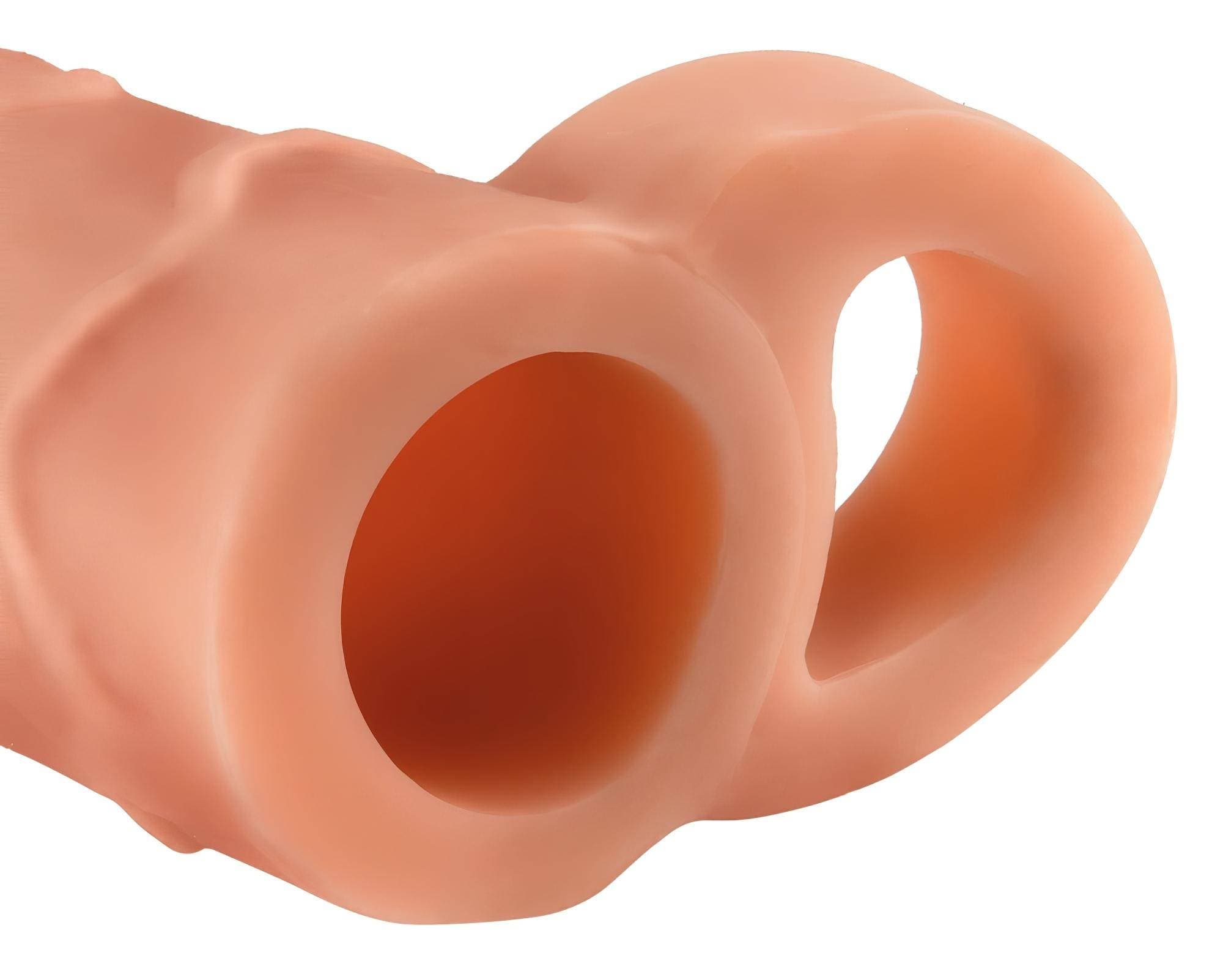 X-TENSION Perfect 1 - heregyűrűs péniszköpeny (17,7cm) - natúr #3