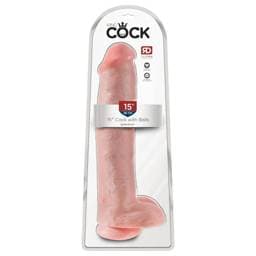 King Cock 15 - tapadókorongos, herés dildó (38cm) - natúr #1