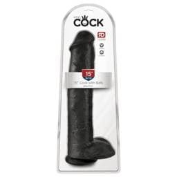 King Cock 15 - tapadókorongos, herés dildó (38cm) - fekete #1