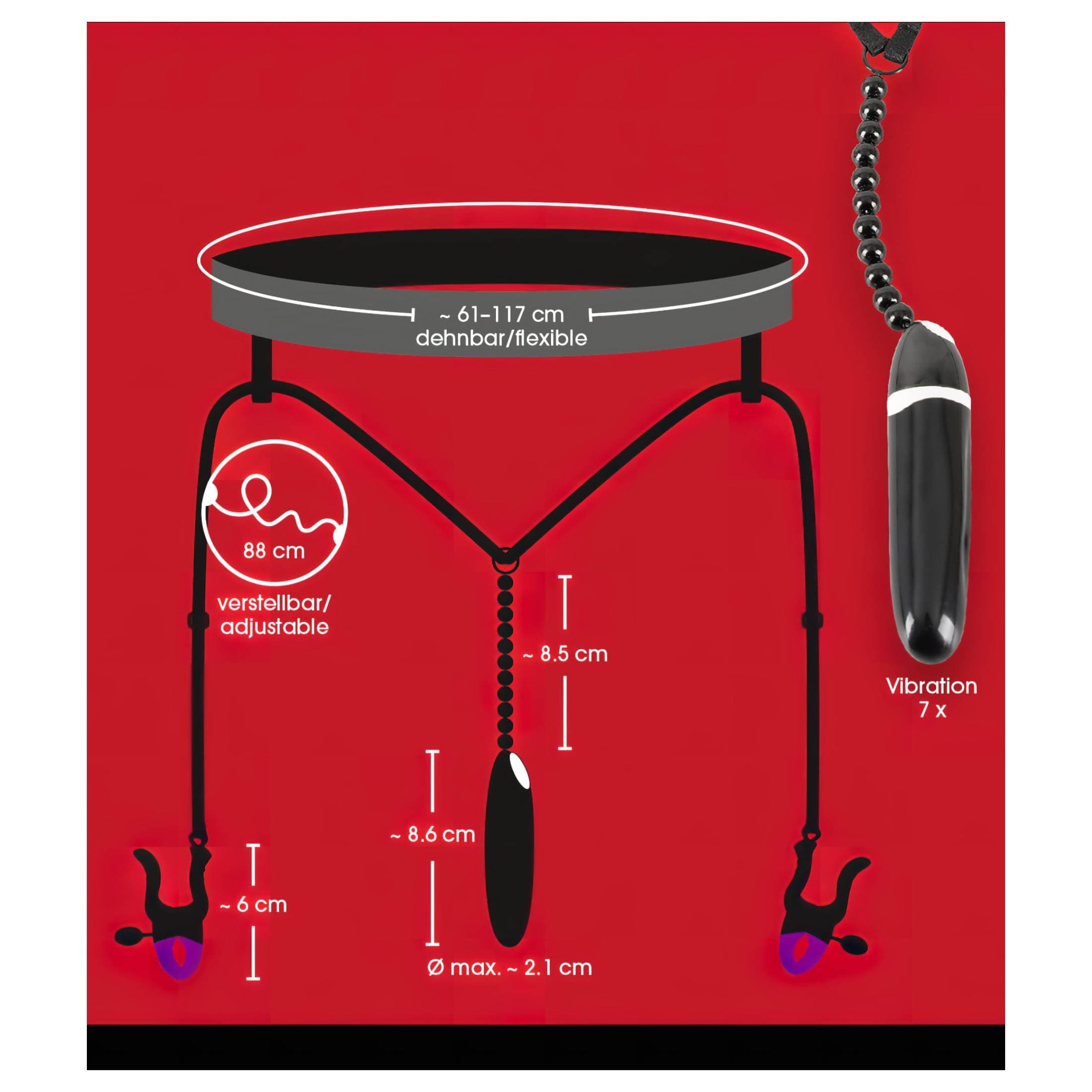 Bad Kitty - Vibrációs szeméremcsipesz és alsó - fekete #3