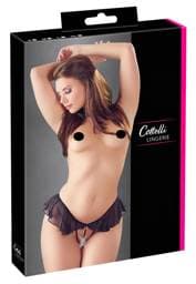 Cottelli - nyitott, gyöngyös fodros tanga #1