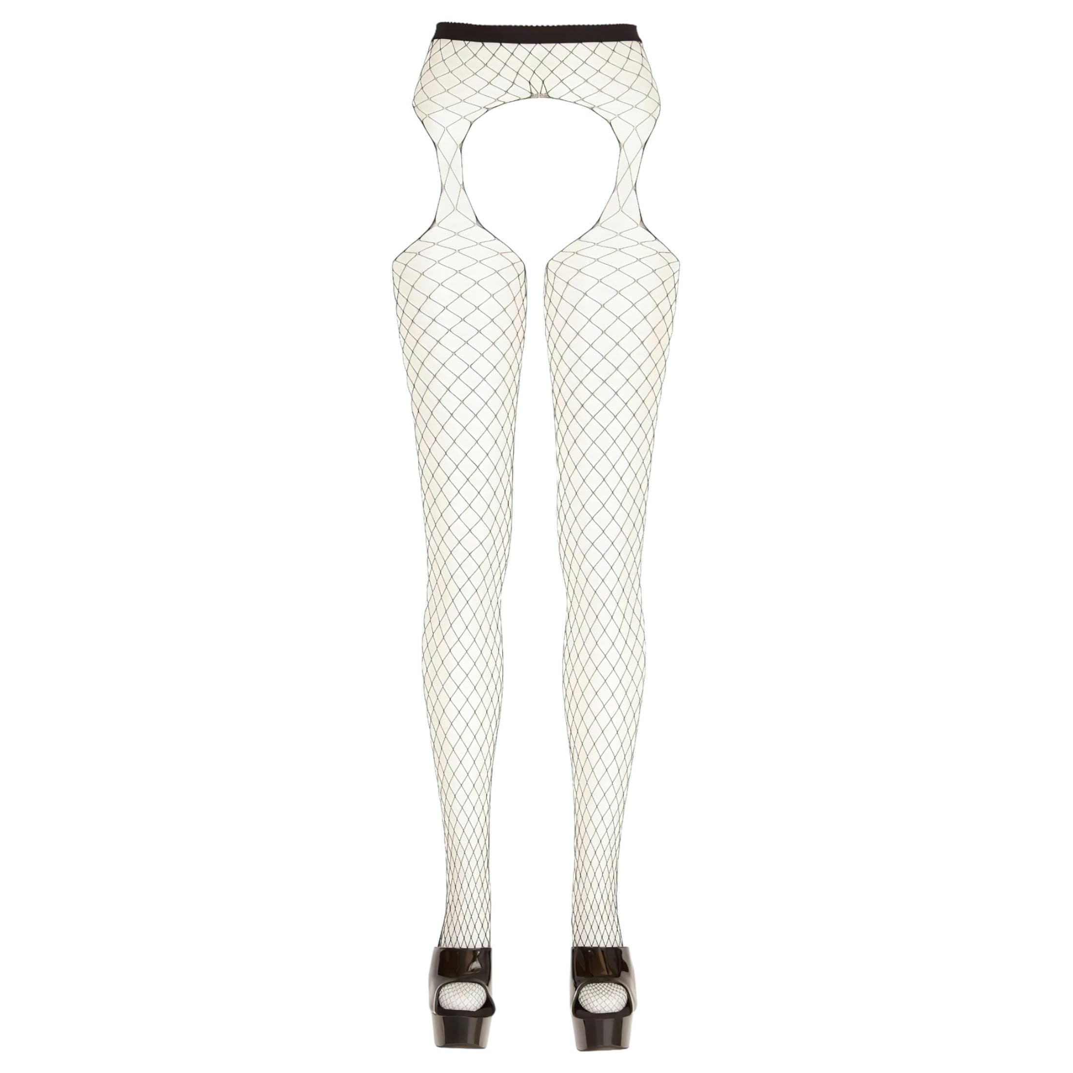 Cottelli - nyitott, nagyszemű necc harisnya - fekete #6