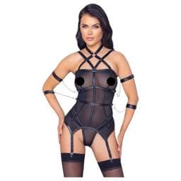 Cottelli Bondage - pántos felső, kar bilincs és tanga #1