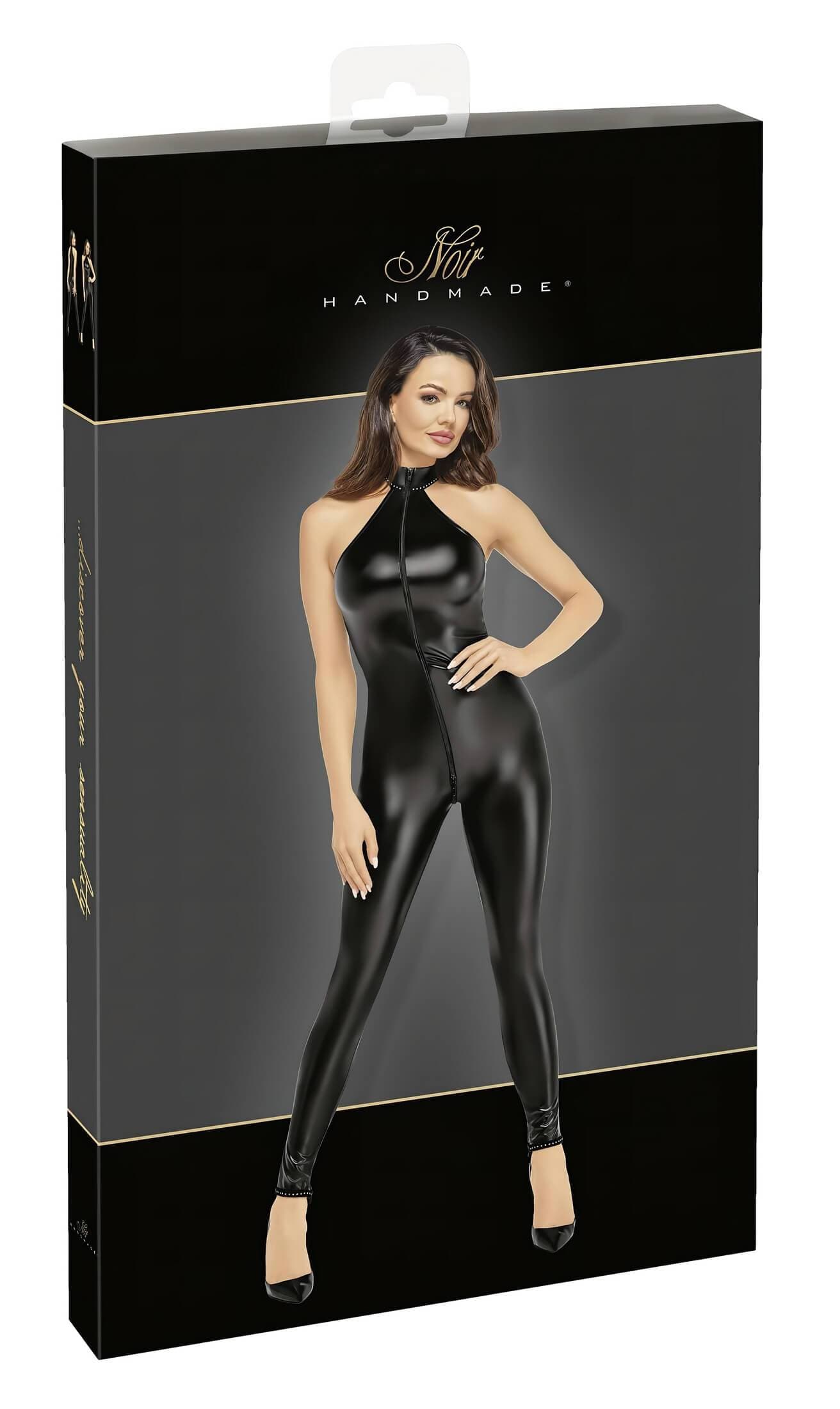 Noir - fényes cipzáras overál #4