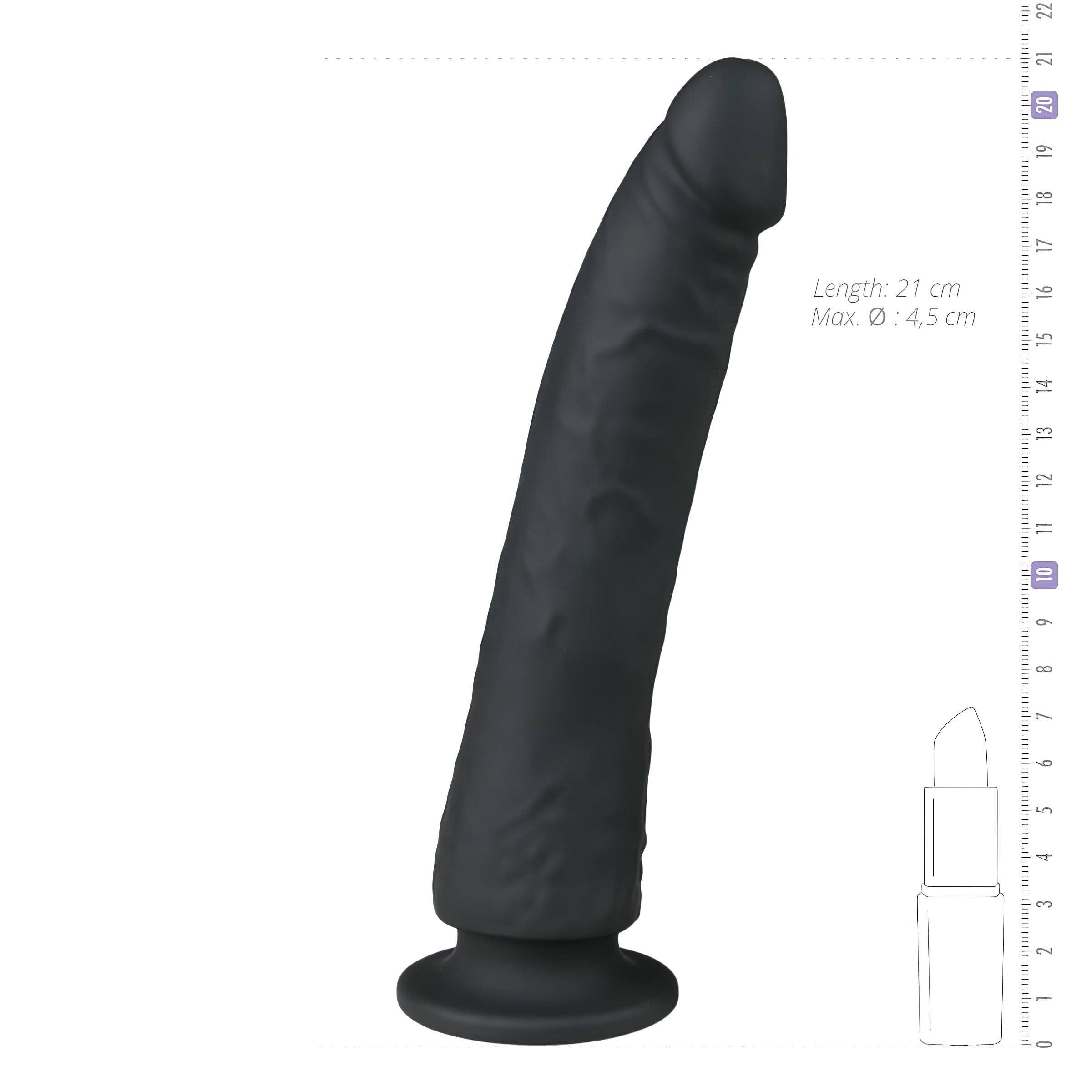 Easytoys - tapadókorongos 100% szilikon dildó (21cm) - fekete #4