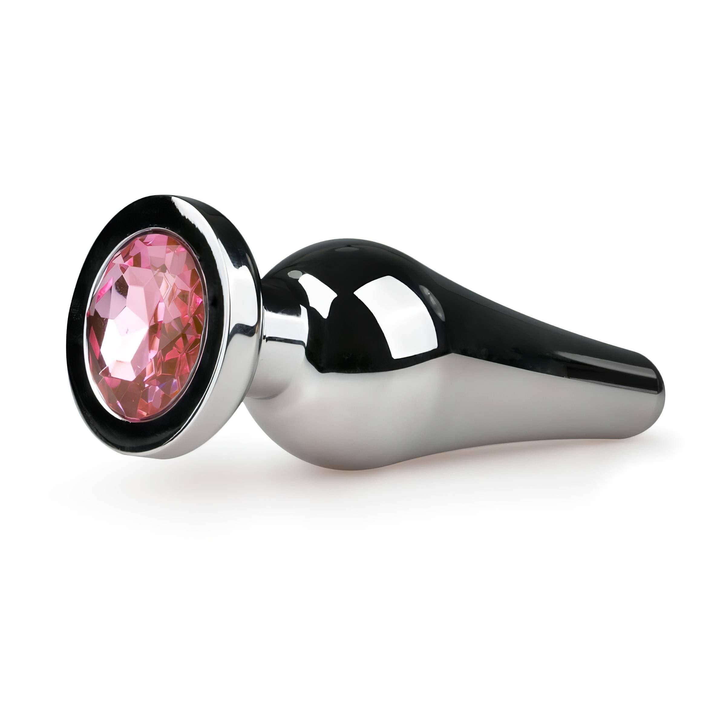 Easytoys Metal No.11 - pink köves kúp anál plug - ezüst #1