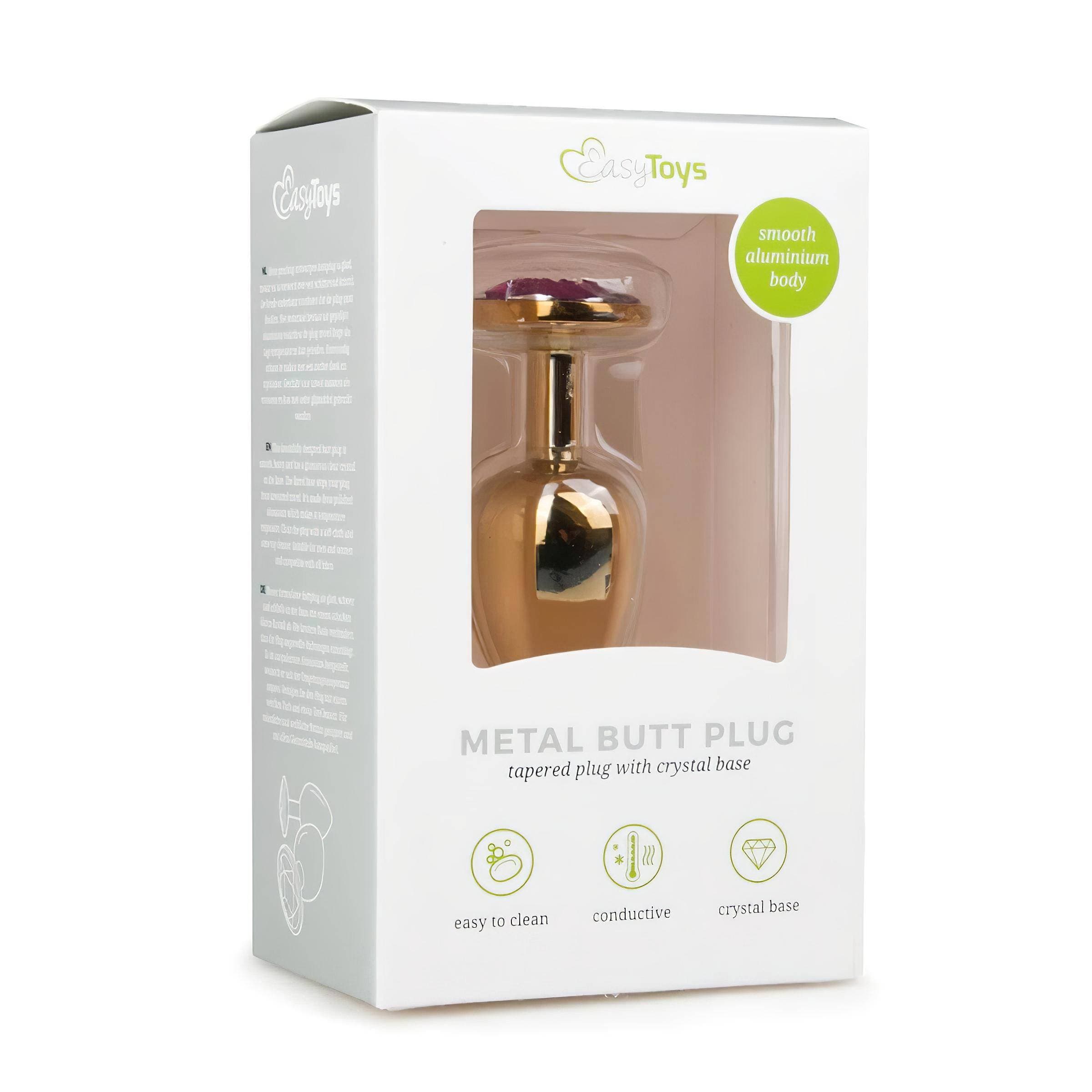 Easytoys Metal No.1 - lila köves kúp anál plug - arany #2