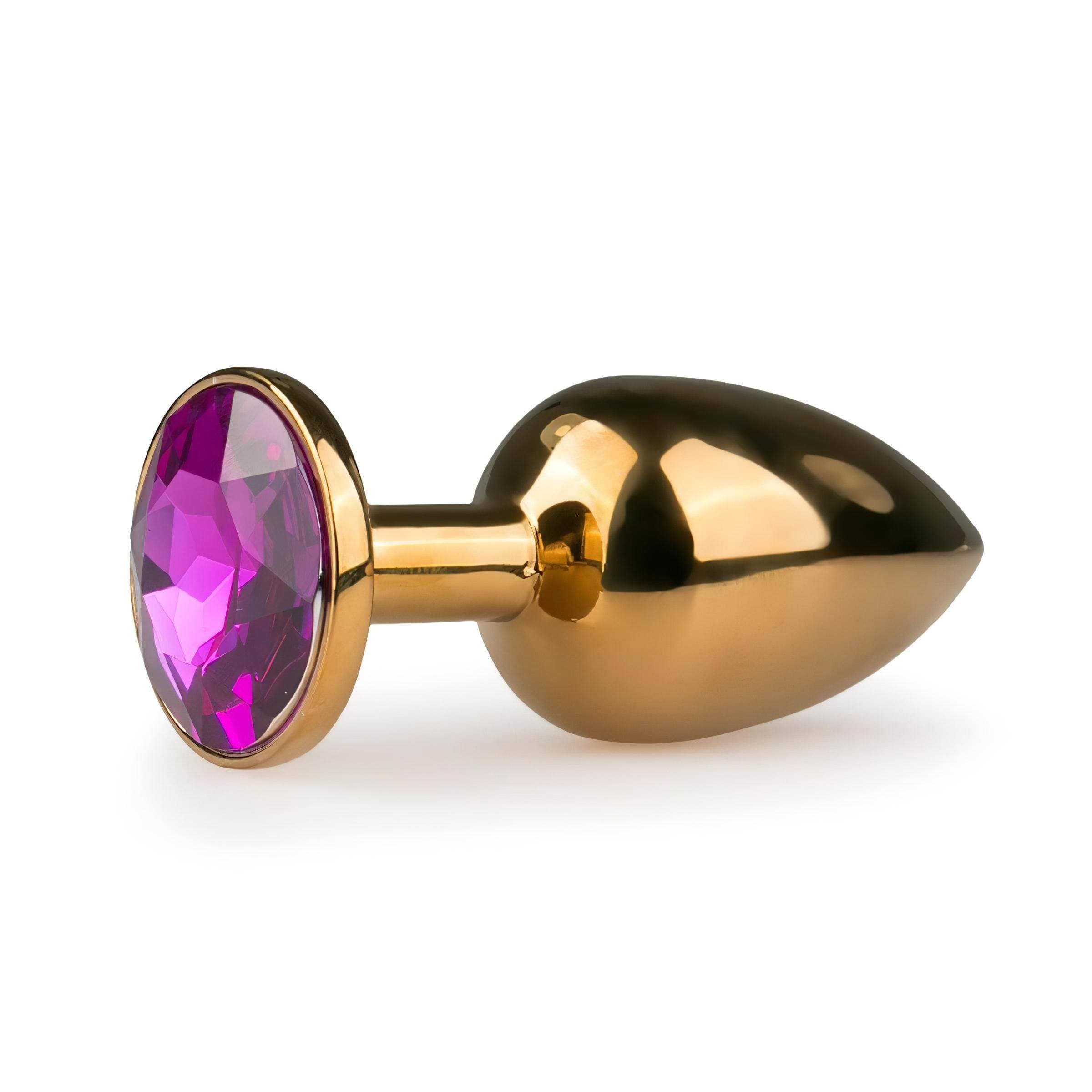 Easytoys Metal No.1 - lila köves kúp anál plug - arany #1