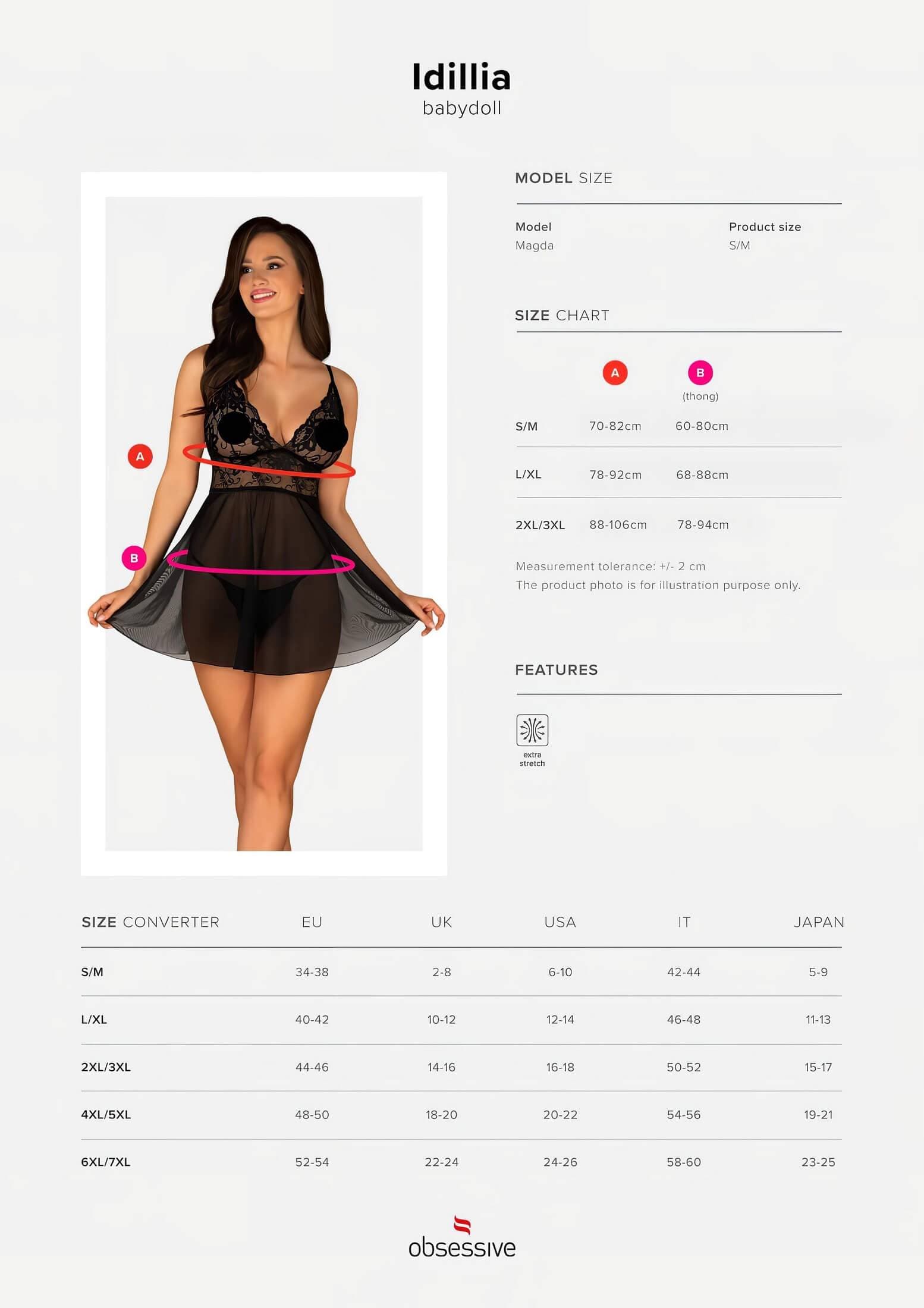 Obsessive Idillia - lenge, csipkés hálóing és tanga #7